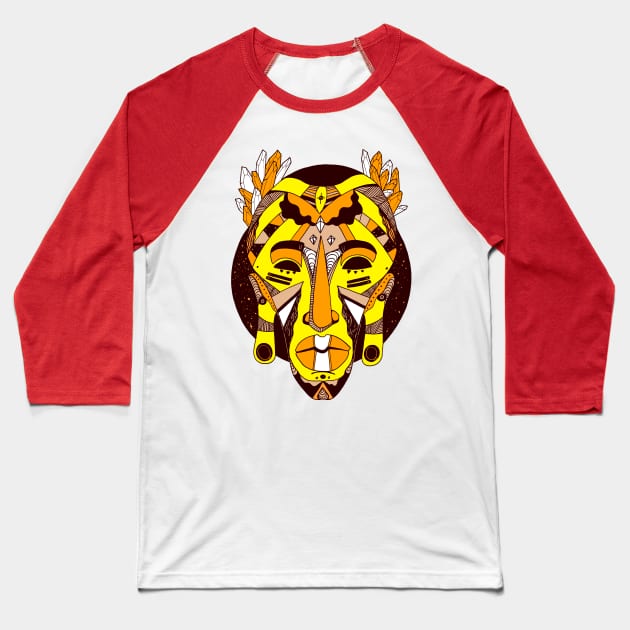 African Mask 1 - Yellow Edition Baseball T-Shirt by kenallouis